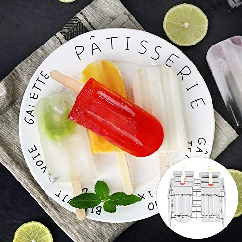 Denash Juego de Molde de Helado de Acero Inoxidable Reutilizable con Cepillo, Máquina de Fabricación de Helados de Bricolaje para Cocina, Verano, Fabricante de Alimentos con 6 Moldes
