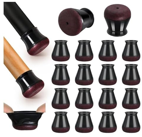 Chair Leg Floor Protectors Round - 16 Pcs Extra Small Black Floor Protectors for Furniture Legs and Hardwood with Wrapped Felt, Furniture Feet Protector Pads (Fit:15-20mm)
