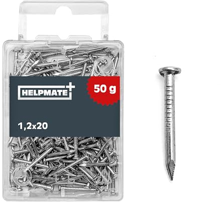 HELPMATE – Rundkopfstift 1,2x20 mm verzinkt – 50 Gramm | Drahtstifte aus Stahl – Nägel zum Einschlagen – Für Holzverbindungen & Bastelarbeiten