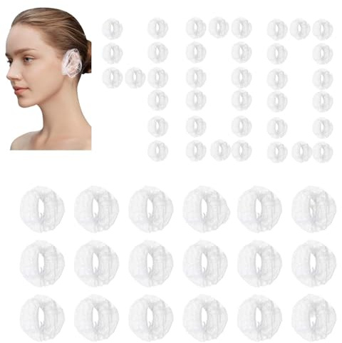 400 stycken duschöronskydd, öronskydd av plast för hårfärger, transparenta öronskydd med elastiska, vattentäta öronskydd, för hårfärgning och hårvård, spa behandlingar