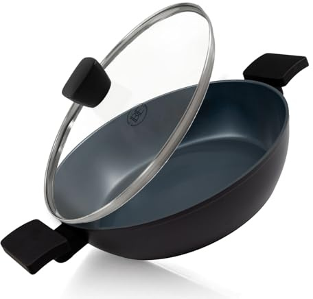 Be Living Delight Schmorpfanne mit Deckel – Ø 28 cm, Sauté Pan, Hoher Rand, Non Stick Keramik, Antihaft, Induktion, Ohne ptfe und pfoa, Schwarz