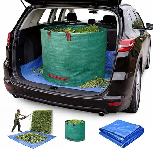500L Heavy Duty Garden Waste Bag with Waterproof Car Boot Protector (1.8m x 1.2m Tarpaulin Included)
