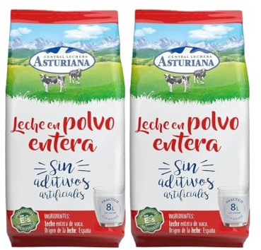 PACK 2 Unidades - Central Lechera Asturiana Leche en Polvo Entera 1 kg – 100% Natural – Sin Aditivos ni Conservantes – Equivale a 16 Litros de Leche