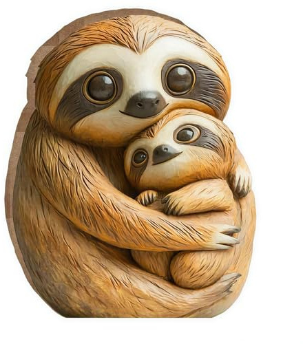 Faultier Skulptur Deko Glücksbringer 2D Holzskulptur Faultier Geschenk Mutter Tochter Geschenk Zum Geburtstag Deko Wohnzimmer Garten Emotional Support Fekofiguren Zuhause Tisch Deko Figur 18*18cm