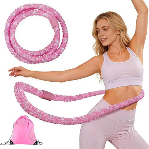 Aro con peso mejorado de 3.3 libras para adultos, plegable, portátil, silencioso, suave, para fitness, ejercicio, pérdida de peso con bolsa de almacenamiento, aro de ejercicio para entrenamiento en