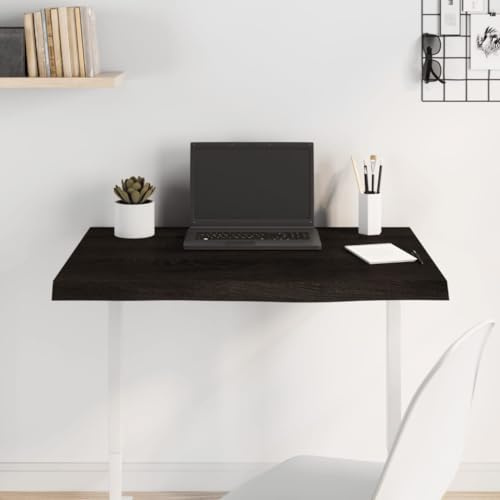 RCODSSK Tavolo in legno massello di quercia fatto a mano con bordo naturale in marrone scuro, 80 x 60 cm, tavolo fai da te in rovere