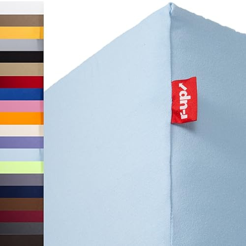 r-up Passt Spannbettaken 180x200-200x220 hellblau | 100% Baumwolle, 130g/m² Tuchgewicht, bis 35cm Höhe, viele Farben, OEKO-TEX, stressfrei auch für hohe Matratzen