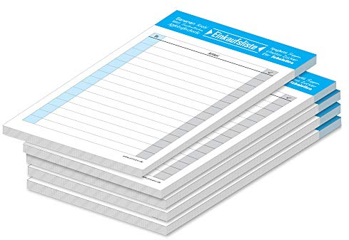 PRICARO Einkaufsliste Typo, blau, A6, 5 Stück