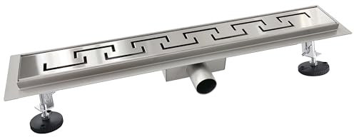 Aica Caniveau de Douche Italienne en Acier Inoxydable avec Siphon Sol D'évacuation Argenté Rectangle 80 cm Modèle E/C - Pose à Plat