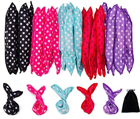 30 Pieces Hair Curler Rollers DIY Night Sleep Foam Hair Styling Tools Flexible Soft Sponge Pillow Curlers Rollers With Storage Bag (5 Colors)