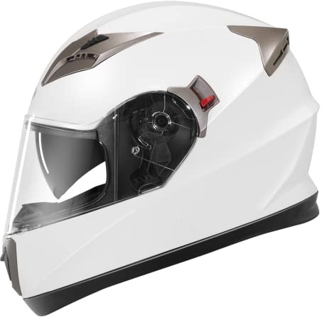 YEMA Motorcycle Full Face Helmet DOT Approved Helmet YM-829 Motorbike Moped Street Bike Racing Casco Moto Helmet with Sun Visor Bluetooth Space for Adult,Youth Men and Women - White,XL