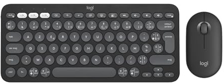 Logitech Pebble 2 Combo, Clavier et Souris sans Fil, FRA AZERTY - Graphite | discrets et portables, personnalisables, Logi Bolt, Bluetooth, Easy-Switch pour Windows, macOS, iPadOS, Chrome