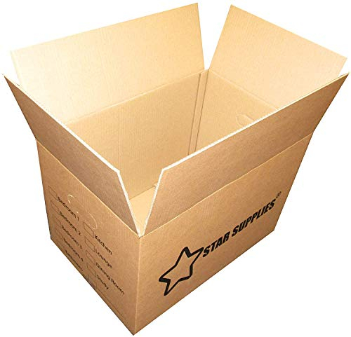 10 Strong Cardboard Storage Packing Moving House Boxes 45.7cm x 30.5cm x 25.4cm 44 Litres