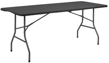 GH91 Garden House Garage 91 Mesa Catering Rectangular Portatil Plegable Negra 180 cm, Resina, One Size