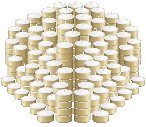 BOLSIUS Gold Unscented Tealight Candles, 150 Count - Long Lasting, Smokeless Wax, Cotton Wicks, 6 Hour Burn - Ideal for Parties, Weddings, Home Decor
