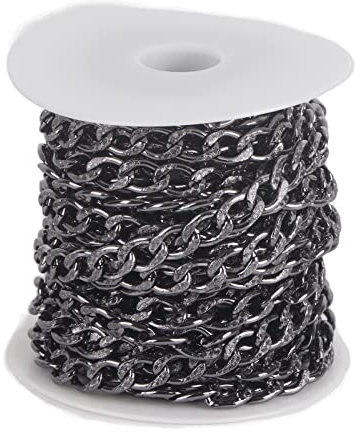 Tissting Kandare Ketten, 32.8ft Aluminium Kandare Ketten, Hiphop Halskette Schmuck Handmade DIY Kette, Geeignet für Halskette, Armband, Fußkettchen, Schmuck Brieftasche und Andere DIY-Crafts(Schwarz)