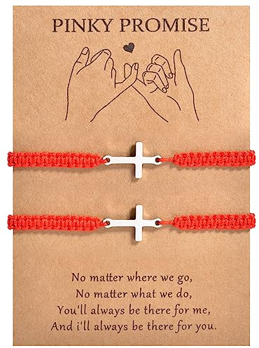 MANVEN Bracelet Croix Assorti Tricoté à La Main Cadeaux Copain Petite Amie Lui Et Elle Femmes Hommes Filles Garçons Familles Cadeaux D'Anniversaire De NoëL