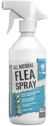 Flea Spray All Natural for Home 500ml – Fast Acting Plant-Based Formula by Petforia – Kills Fleas, Ants, Bed Bugs & Flies – Safe for Pets & Family, Non-Toxic Long Lasting Indoor Pest Control