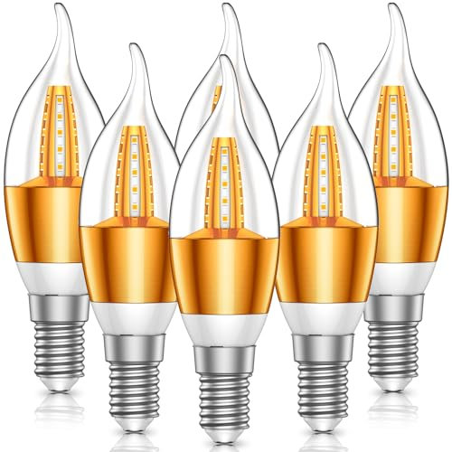 Yifacoom Ampoule LED E14 5W (équivalent 40W) 3000k Blanc Chaud Non Dimmable, Rétro Vintage Ampoule Economie d'énergie pour Lustre, Applique Murale, Lampe en Cristal, 6 Pièces