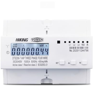 KEPTA Compteur d'énergie triphasé sur Rail DIN 380V 80A, avec Protection de Limite de Courant de surtension et de sous-Tension, Protecteur de Relais de Surveillance