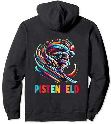 Pistenheld Buntes Ski Design Skifahren Apres Ski Party Pullover Hoodie