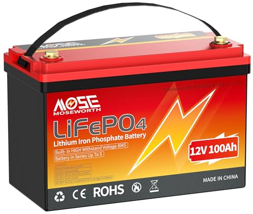 12V Lifepo4 Battery 100AH 1280Wh Lithium Battery, Series/Parallel BMS, 10000+ Rechargeable Cycles, for Trolling Motor, Solar, Van Life, Back Up Power & Off Grid Applications