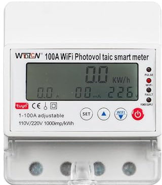 HUIOP Contador horario bidireccional Solar Multifuncional WiFi Medidor fotovoltaico Inteligente Temporizador de Interruptor Multifuncional Solar Bidireccional Contador de Horas Electrodomésticos Elec