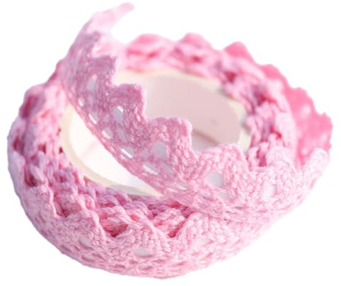 Wambere 3 Rollen 2 Yards x 16mm Selbstklebende Spitzenband Baumwolle Spitze Stoff Spitzenbordüre Spitzenborte Dekoband Zierband für DIY Handwerk Hochzeit Geburtstag Geschenkbox Scrapbook,Rosa