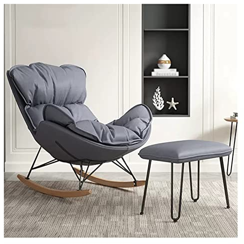 WAGXIyU Liegen, Moderner Schaukelstuhl, Ohrensessel, Wohnzimmerstuhl, Glider Rocker-Sessel, Einzelsofa-Stuhl mit Ottomane, gepolsterter Relax-Loungesessel aus Samt mit dickem Kissen (Farbe