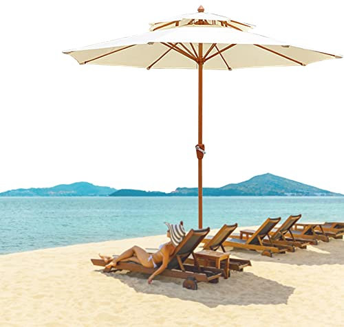 ISCBAFYX Parasol Garden Umbrella Outdoor Beach Umbrella With Crank & Imitation Wood Iron Pole, Free Standing Sun Canopy Umbrella For Backyard, Balcony, Patio, Deck (Color : Green)