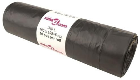 Homgoday Bolsas de basura con cordones, 150 unidades, color negro, 240 L, para el hogar y el jardín