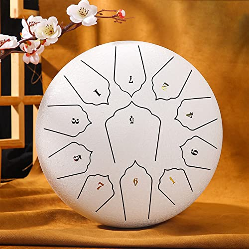 BAMFY Stahlzungentrommel 11 Noten 10 Zoll Percussion-Instrumente Bausatz Für Meditation Konzert Party Geschenke Handtrommel Musikalische Erziehung(Weiß)