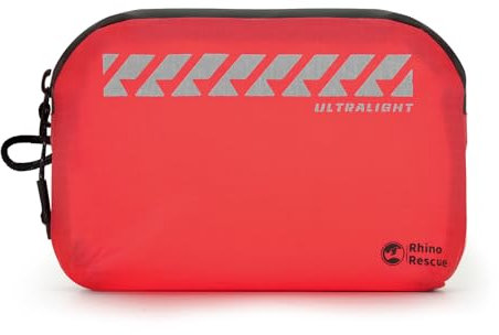 RHINO RESCUE Mini trousse de premiers secours, kit médical portable et étanche pour la randonnée, le tourisme, le cyclisme, la voiture, les voyages, 14 x 9 x 2 cm, rouge