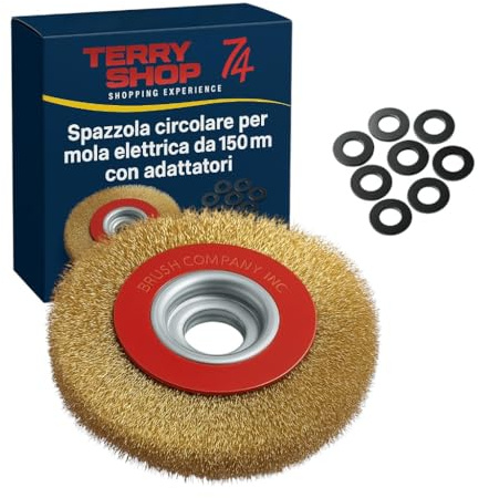 Terryshop74® Brosse en fer ronde 150 mm pour meuleuse électrique – Avec adaptateurs inclus – Fil en acier à haute résistance