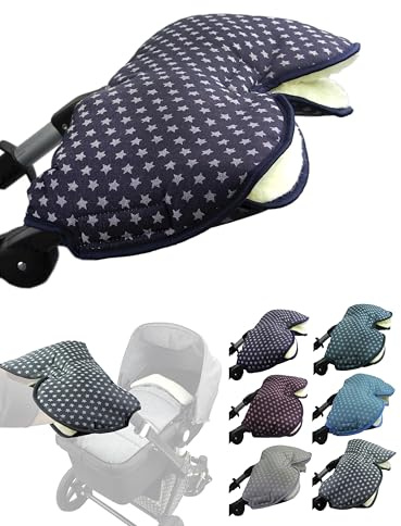 Muff - Guanti scaldamani per passeggino, con lana d'agnello, impermeabile, antivento, misura universale per passeggini, passeggini, rimorchi (stelle marine)