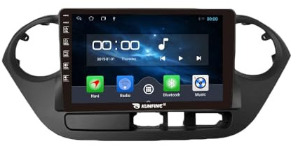 Quad Core 4G+64G Car CarPlay Android Auto 9 IPS Display Navigation Stéréo Touchscreen Headunit Pad Tablet Caméra arrière GPS Radio Lecteur multimédia pour Hyundai I10 2013-2017 LHD
