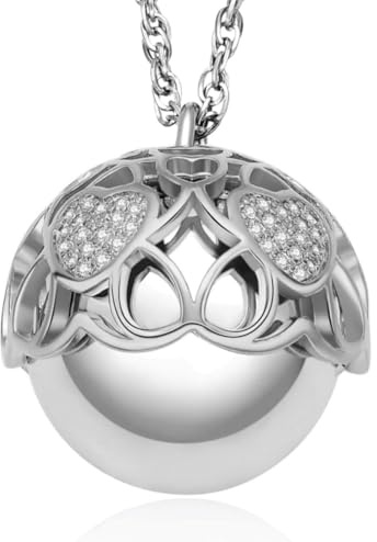 Dada Gioielli Collar Llamador de Ángeles Embarazo Amor Corazón | Con Circonitas, Cadena de Acero, Ajustable 90+10 cm
