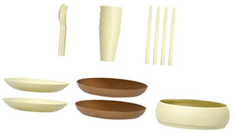 1 Set Outdoor Tableware Set Serving Utensils Forks Silverware Cutlery Camping Cookware Mat Camping Kettle Portable Stackable Plate Multifunctional Tableware Dish Pp BESPORTBLE