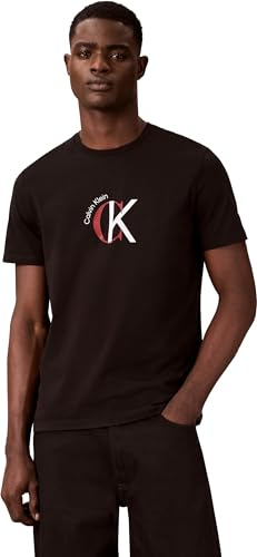 Calvin Klein SS 30S WHSL CKJ 2TONE CK Graphic LV14RE829G Maglietta Grafica da Uomo, Nero (Nero), L, Nero (Nero), L