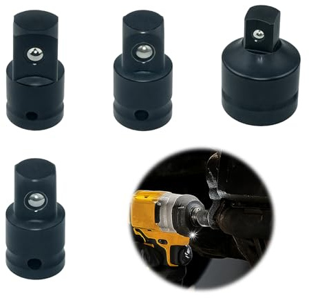tiyiyok 4 Piezas Adaptadores Carraca, Adaptador de Vaso de Impacto, Juego Completo con Conversiones 1/2, 1/4 a 3/8, 3/8 a 1/2, 1/4, para Llaves de Vaso, Herramientas de Impacto