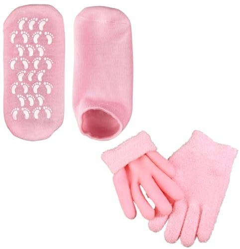 2 Paia di Calze in Gel Idratanti e Guanti Calze in Gel, Riutilizzabili Calzini in Gel Idratanti, Trattamento di Riparazione del Tallone Screpolato