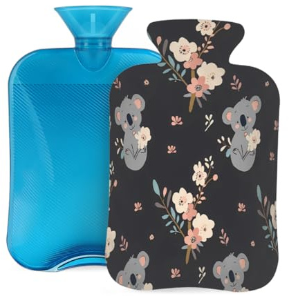 Mexpekil Wärmflasche mit süßem Koala-Tierblumen-Motiv, 2 l, PVC-Wärmbeutel für Schmerzlinderung, Füße, Rücken, Wärme