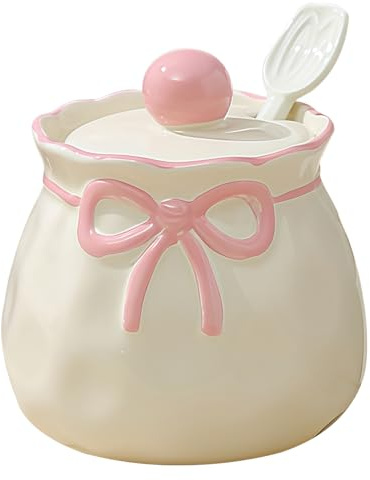 Cute Sugar Bowl With Lid And Spoon 500ml Sugar Holder For Coffee Bar | Sugar Bowl For Coffee Bar ,Ceramic Sugar Dish, White Modern Style, Housewarming, Kitchen Decoration