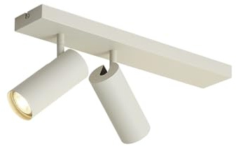 Qazqa Verstellbarer Deckenstrahler, Deckenspot - Renna - Beige, max. 10W, Geeignet für LED, 45cm, Rechteckig, 2-flammig, Ideal als Küche lampe und Wohnzimmerlampe
