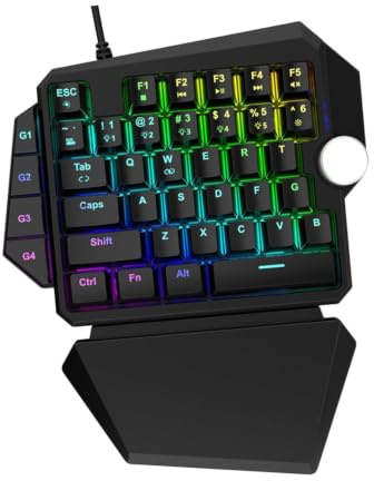 Angoily One-handed 39 Programmable Keys and Gaming with Keyboard Mechanical Rgb Backlit Ergonomic Design Light Click Abs Material for PC and Console Gaming