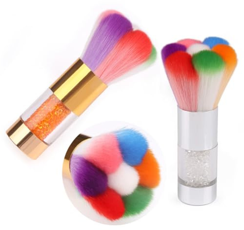 Homoyoyo Nagelkunst Staubpinsel mit Metallgriff Silber Nagelpulverreiniger Puderpinsel für Maniküre Staubbürste für Acrylnägel Selbstgemacht und Professionelle Nagelpflege