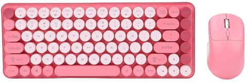 Tangxi Combo de Teclado y Ratón Inalámbricos Bluetooth, Teclado de Doble Modo 2.4G con Teclas Redondas y Patas Inclinables para Ordenador Portátil Uso de Oficina.