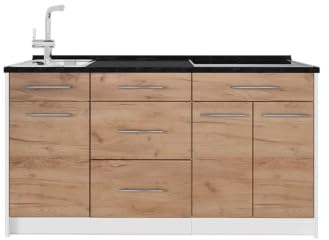 Vicco Köksblock Fame-Line, Goldkraft ek/Vit, 150 cm, AP Antracit, för individuell expansion med kompatibla moduler