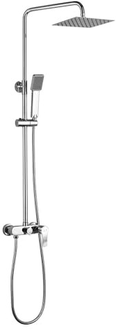 Kibath 400221 Columna Monomando extralarga Ver y Tubo Redondo Extensible Regulable en Altura de 100 a 150 cm. Ducha de Mano para hidromasaje y rociador Cuadrados. Recambios garantizados, Cromado