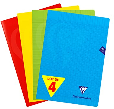 Clairefontaine 294161AMZC - Set mit 4 Heften Mimesys, 48 Blatt, DIN A4, 21 x 29,7cm, 90g, französische Lineatur, 1 Set, farbig sortiert